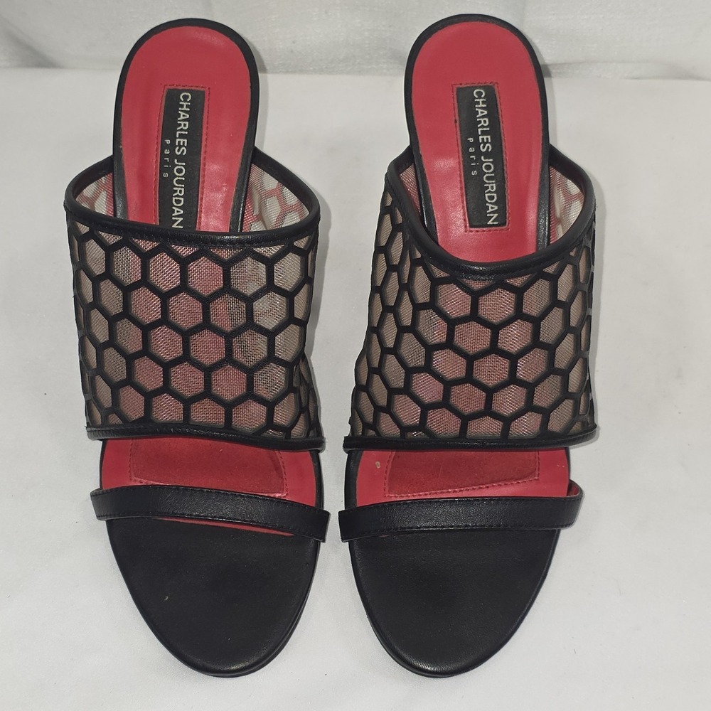 Charles Jourdan Paris Leather Honeycomb Mesh Wedge Heels Lennox 8.5M